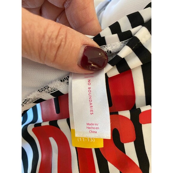 No Boundaries Swimsuit Womens One piece Size Large Jr 11-13 B&W Striped  Summer - Picture 5 of 8
